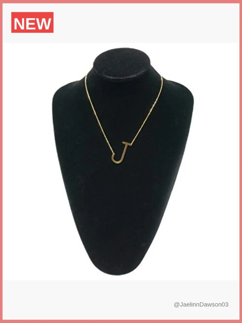Sideways Initial Necklace 18K Gold Plated Stainless Steel Large Pendant